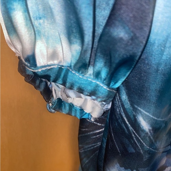 Theia One-Shoulder Draped Watercolor Hibiscus Dress - Picture 11 of 11